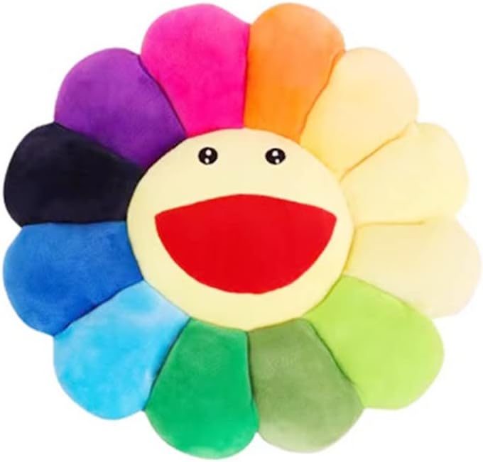 17-inch sunflower plush throw pillow, smiley face cushion, colorful home and bedroom decor