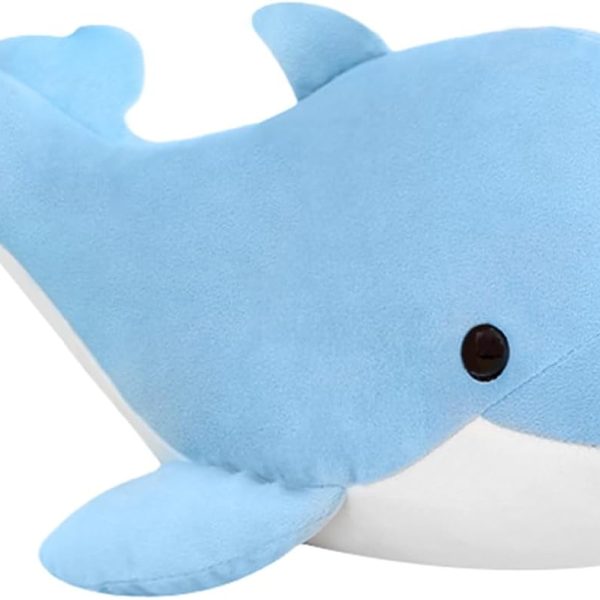 Dolphin Plush Toy/Pillow — Soft marine animal design (Sky Blue, 10.5 inches)