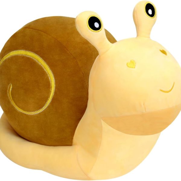 Snail-Shaped Plush Body Pillow/Toy – Cute, soft decorative plush; suitable as a gift or room decor for adults and children (Yellow, 7.8 inches)