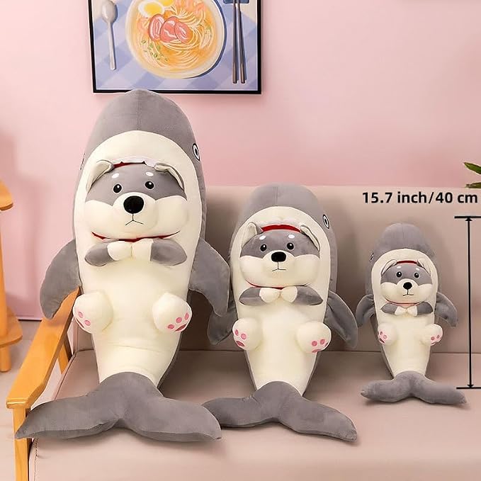15.7-inch Shark-Dog plush pillow; cute cartoon shark-dog stuffed toy; perfect for hugging or sleeping; gift for boys and girls - Image 2
