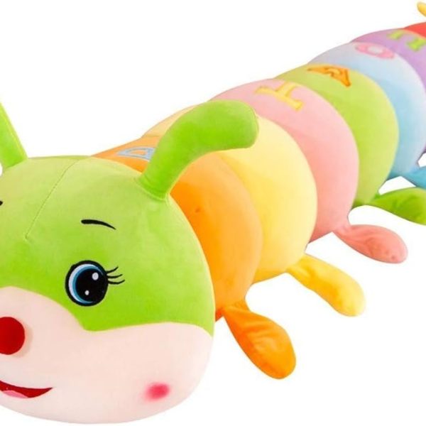 Colorful Caterpillar Plush Toy – Extra-large, cute, and soft body pillow/stuffed animal; perfect birthday gift for infants, toddlers, and children (59 inches/150 cm)