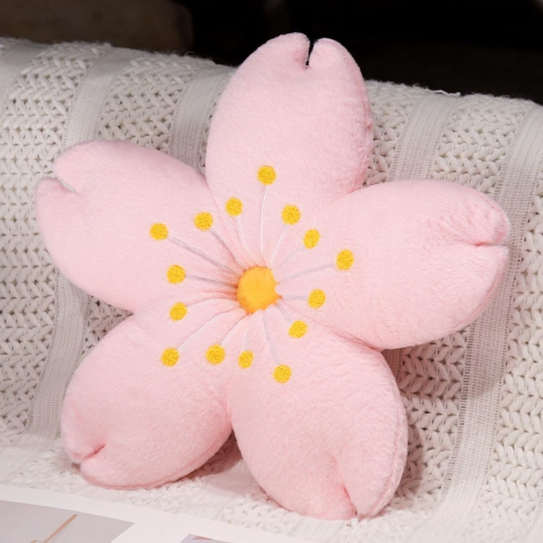 Cute Plush Cherry Blossom Tree Cushion/Throw Pillow (Yellow Stamen, 17.7 inches)