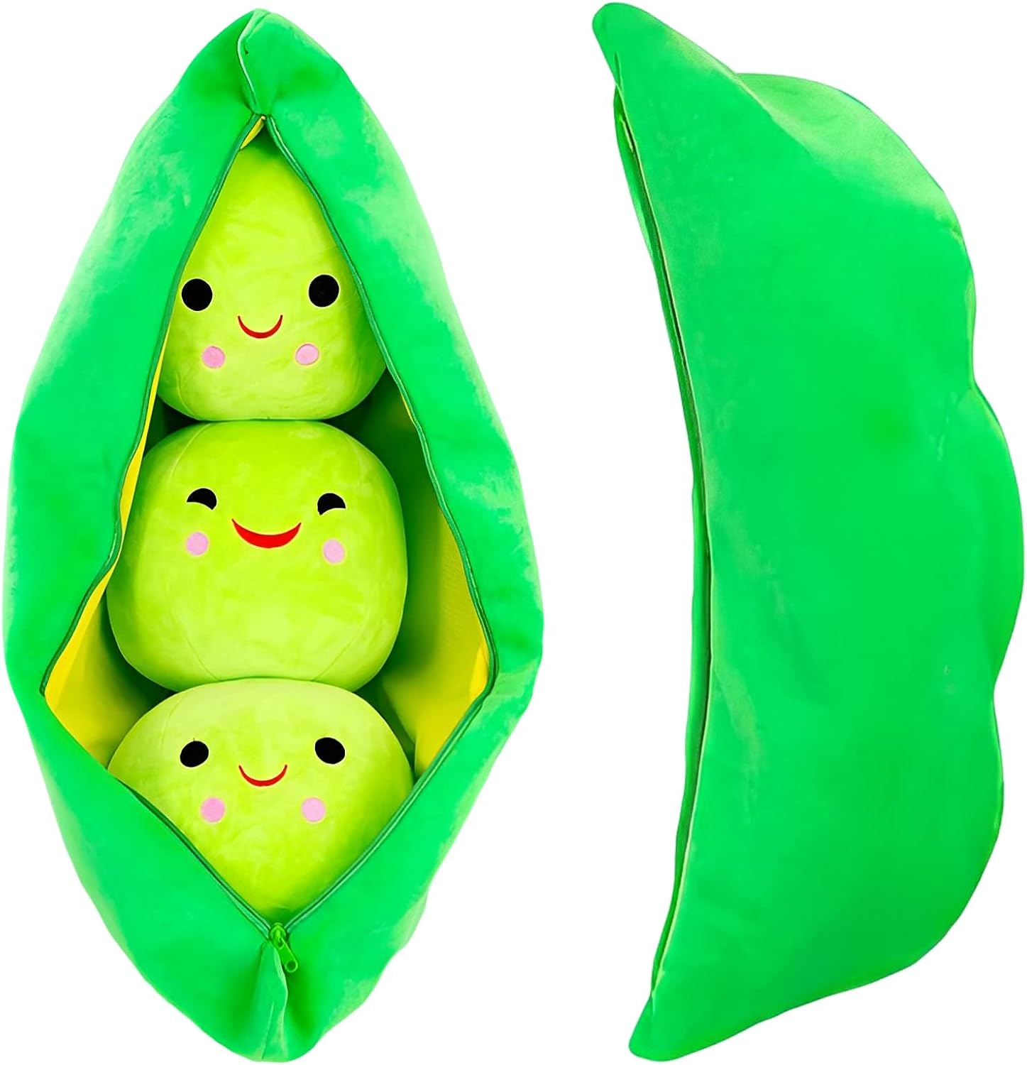 Giant Pea Pod Plush Toy — Pea Pod Body Pillow/Plush Toy – Cute pea design, available in multiple sizes (Green) (Long pod shape, 27.5 inches/70 cm)