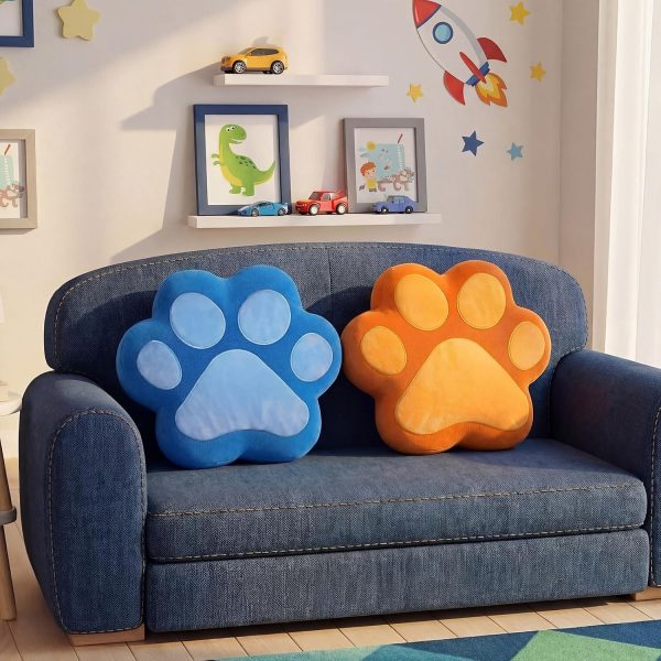 Plush throw pillows (2-piece set), cute and soft stuffed pillows, suitable for home, bed, and sofa decor or party gifts (dog paw pattern)